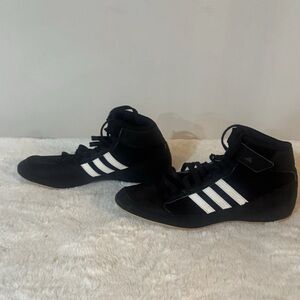 Adidas Black Wrestling shoes with White Accents